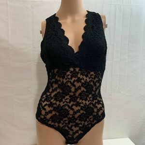 Ambiance Womens New Lace Bodysuit Teddy Lingerie 1-Piece Clubwear in Black S/M/L